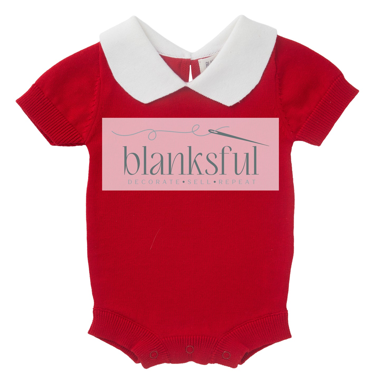 Short Sleeve Knit Romper - Peter Pan Collar - 100% Cotton