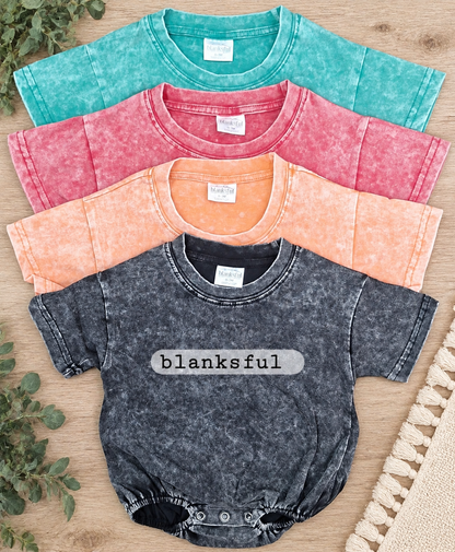 Acid Wash Baggy Bubble Romper – Short Sleeve Decoration Blank