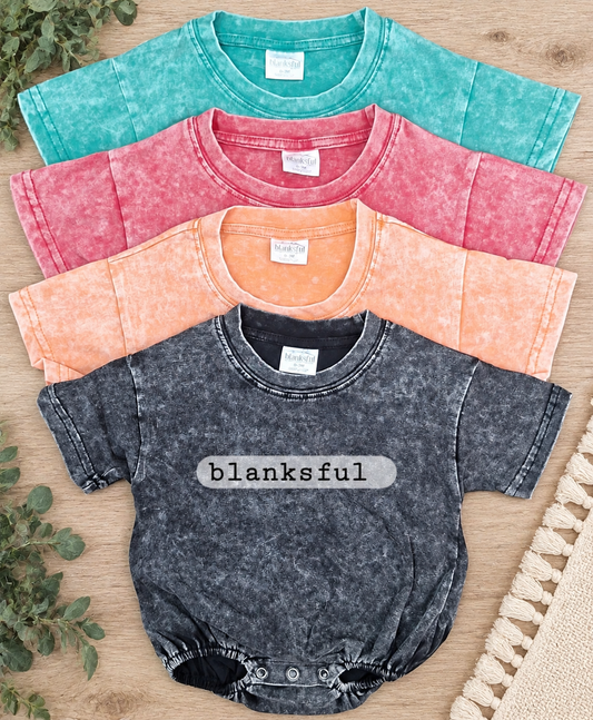 Acid Wash Baggy Bubble Romper – Short Sleeve Decoration Blank