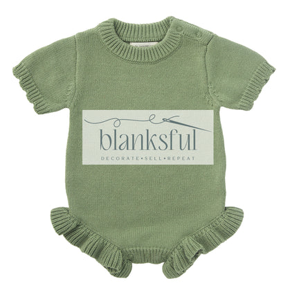 Short Sleeve Ruffle Knit Romper - 100% Cotton