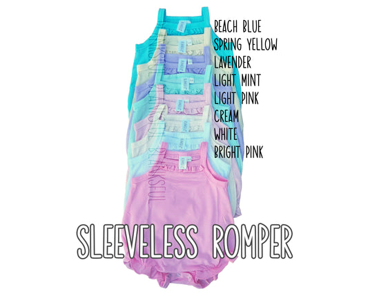 (8 COLORS) 95% Girls Polyester Blank Sublimation Sleeveless Romper