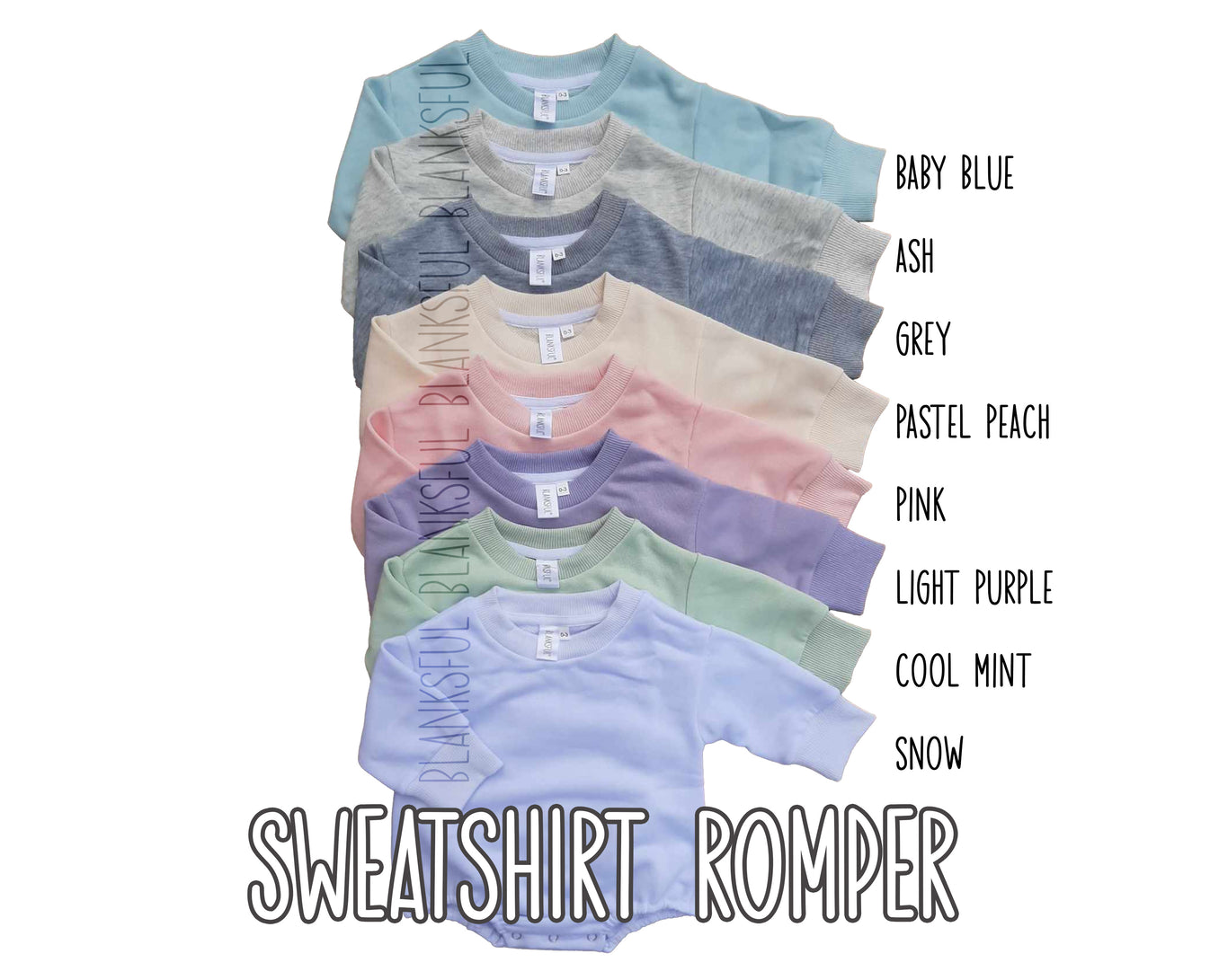 (8 COLORS) Sweatshirt Romper - 100% Polyester Blank Sublimation Romper ...