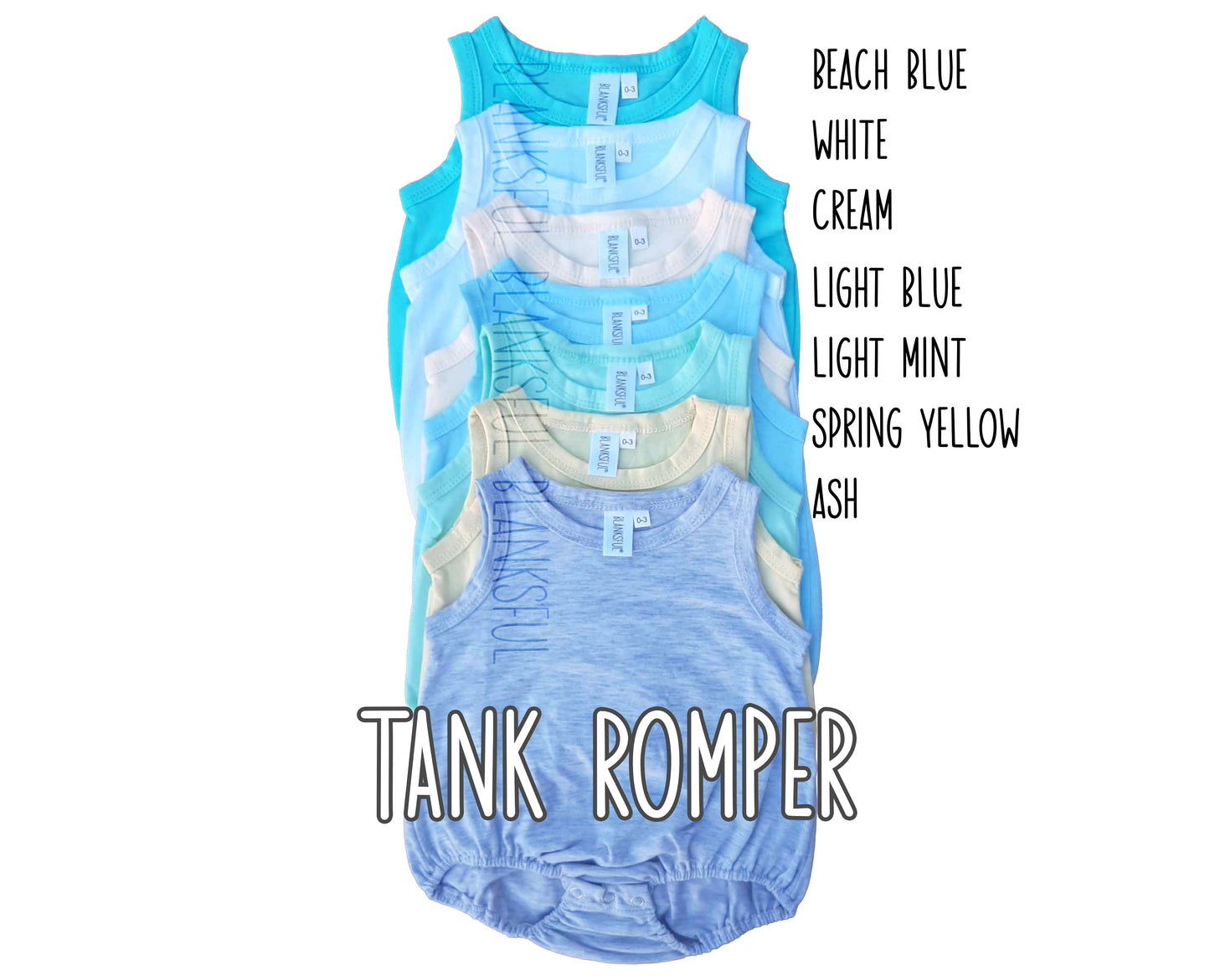 (7 COLORS) 95% Boys Polyester Blank Sublimation Tank Romper