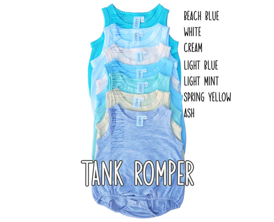 (7 COLORS) 95% Boys Polyester Blank Sublimation Tank Romper