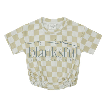 Printed Short Sleeve Baggy Bubble Baby Romper - 95% Polyester