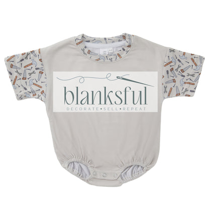 Printed Short Sleeve Baggy Bubble Baby Romper - 95% Polyester