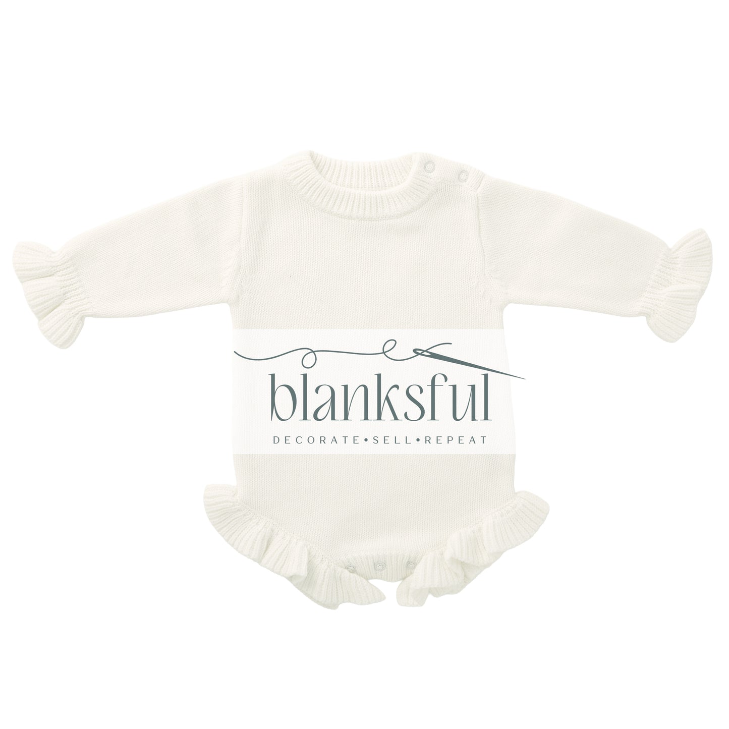 Long Sleeve Ruffle Knit Romper (ruffle legs and cuffs) - 100% Cotton