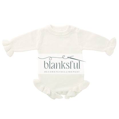 Long Sleeve Ruffle Knit Romper (ruffle legs and cuffs) - 100% Cotton