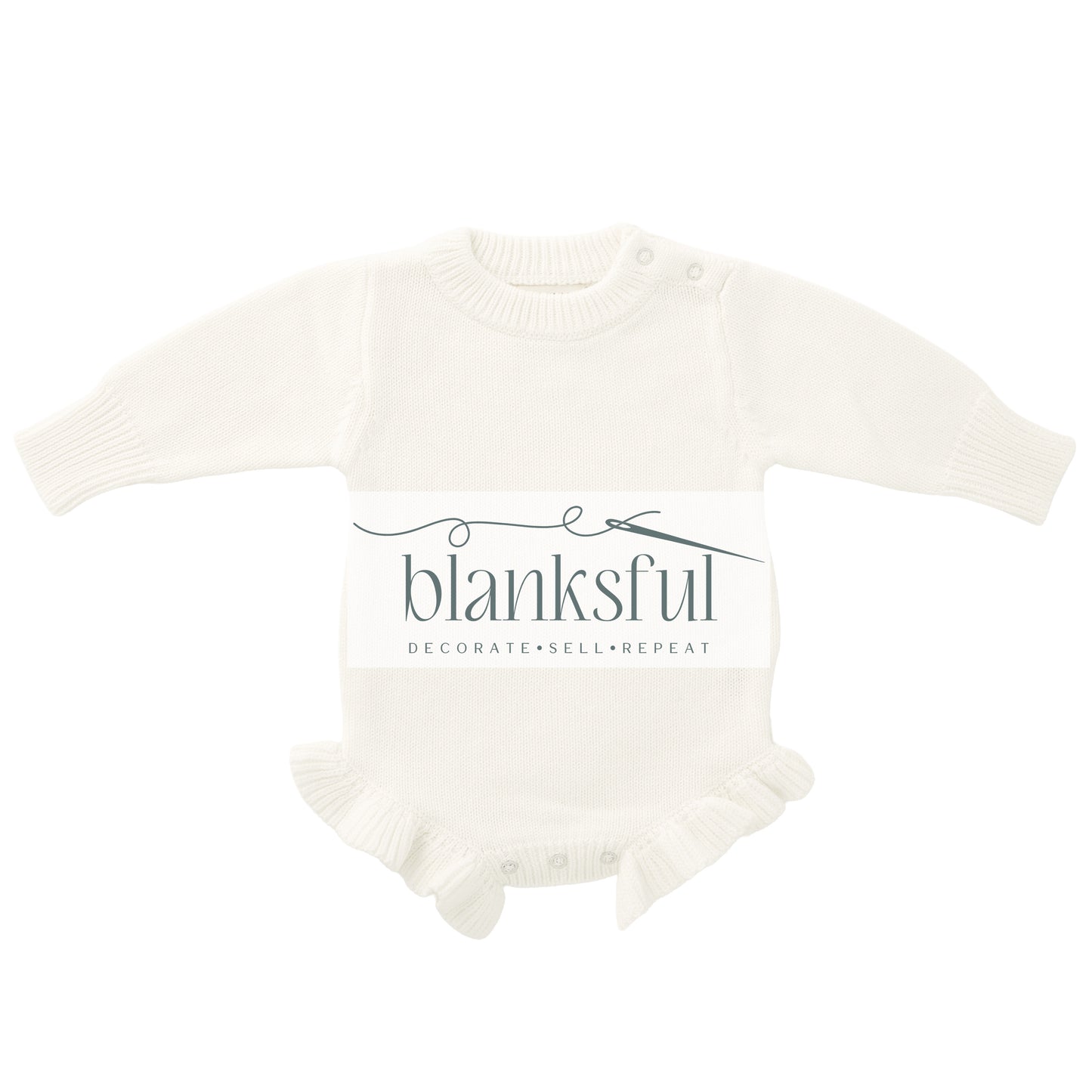 Long Sleeve Ruffle Knit Romper - 100% Cotton