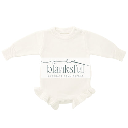 Long Sleeve Ruffle Knit Romper - 100% Cotton
