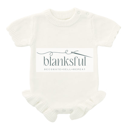 Short Sleeve Ruffle Knit Romper - 100% Cotton