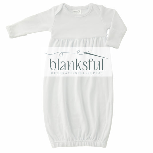 picot trim baby gown blank for embroidery DTF and applique