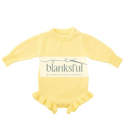 Long Sleeve Ruffle Knit Romper - 100% Cotton
