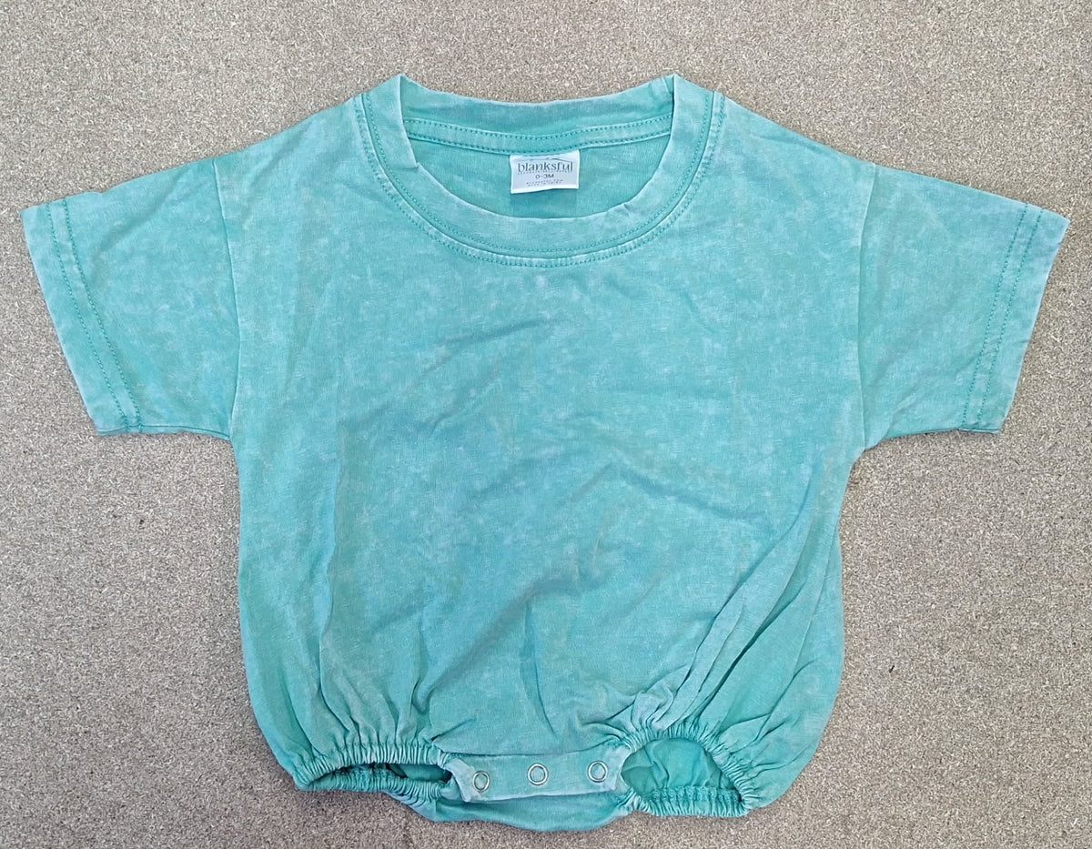 Acid Wash Baggy Bubble Romper – Short Sleeve Decoration Blank