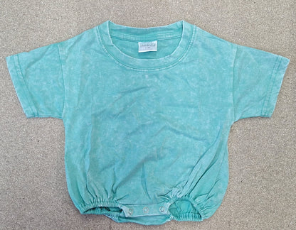 Acid Wash Baggy Bubble Romper – Short Sleeve Decoration Blank
