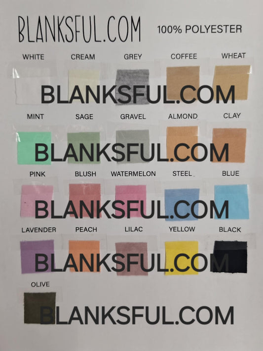 Color Swatch for tshirt material - 21 Colors