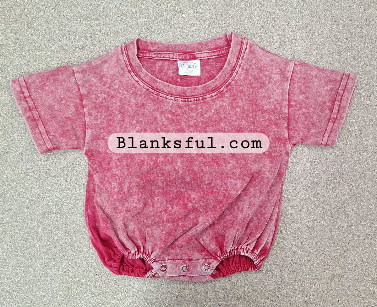 Acid Wash Baggy Bubble Romper – Short Sleeve Decoration Blank