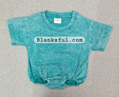 Acid Wash Baggy Bubble Romper – Short Sleeve Decoration Blank