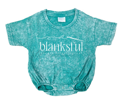 Acid Wash Baggy Bubble Romper – Short Sleeve Decoration Blank