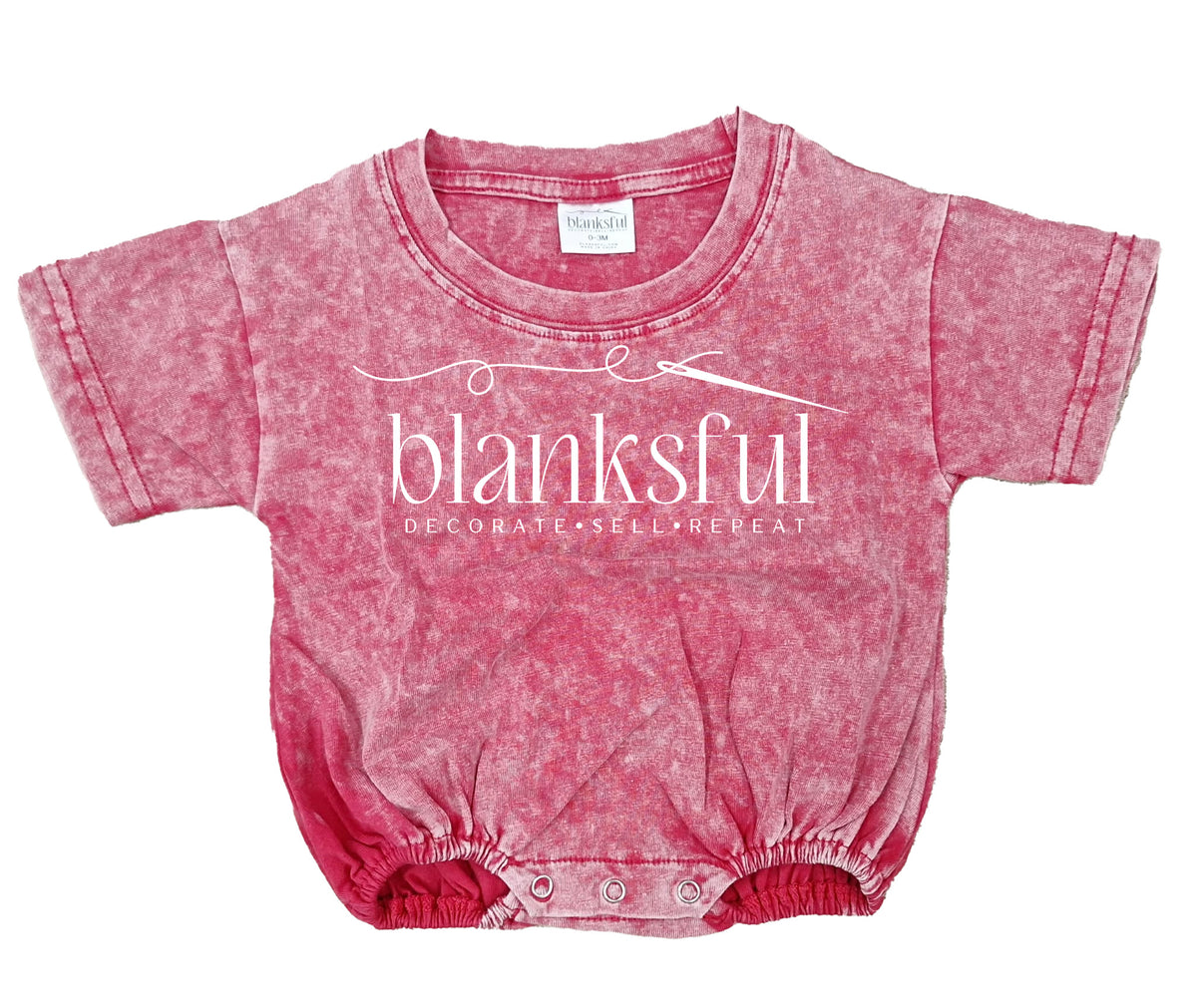 Acid Wash Baggy Bubble Romper – Short Sleeve Decoration Blank