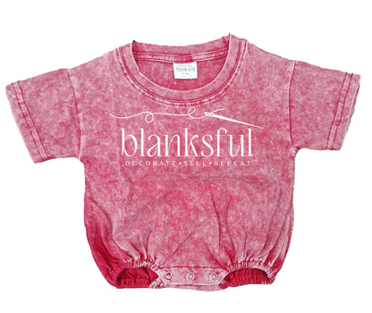 Acid Wash Baggy Bubble Romper – Short Sleeve Decoration Blank
