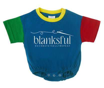 Color Block Short Sleeve Baggy Bubble Rompers | Sublimation, Embroidery & DTF Blanks