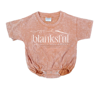 Acid Wash Baggy Bubble Romper – Short Sleeve Decoration Blank