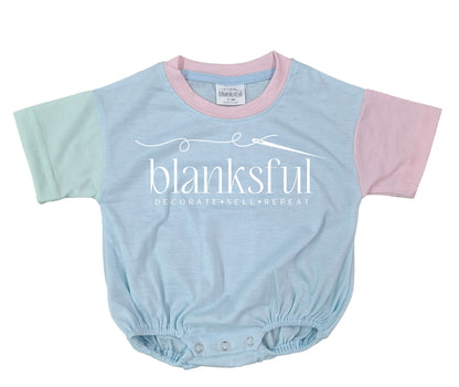 Color Block Short Sleeve Baggy Bubble Rompers | Sublimation, Embroidery & DTF Blanks