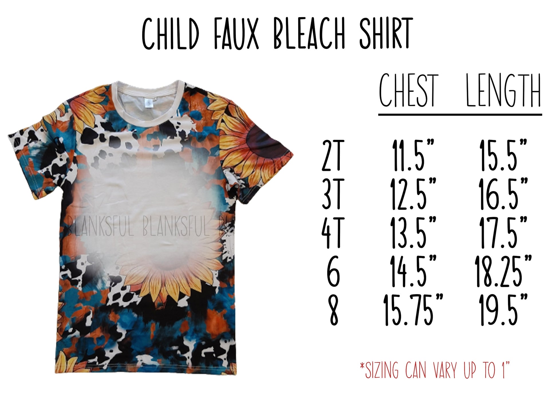 Faux Bleached 100% Polyester Shirts Adult Unisex Sizes